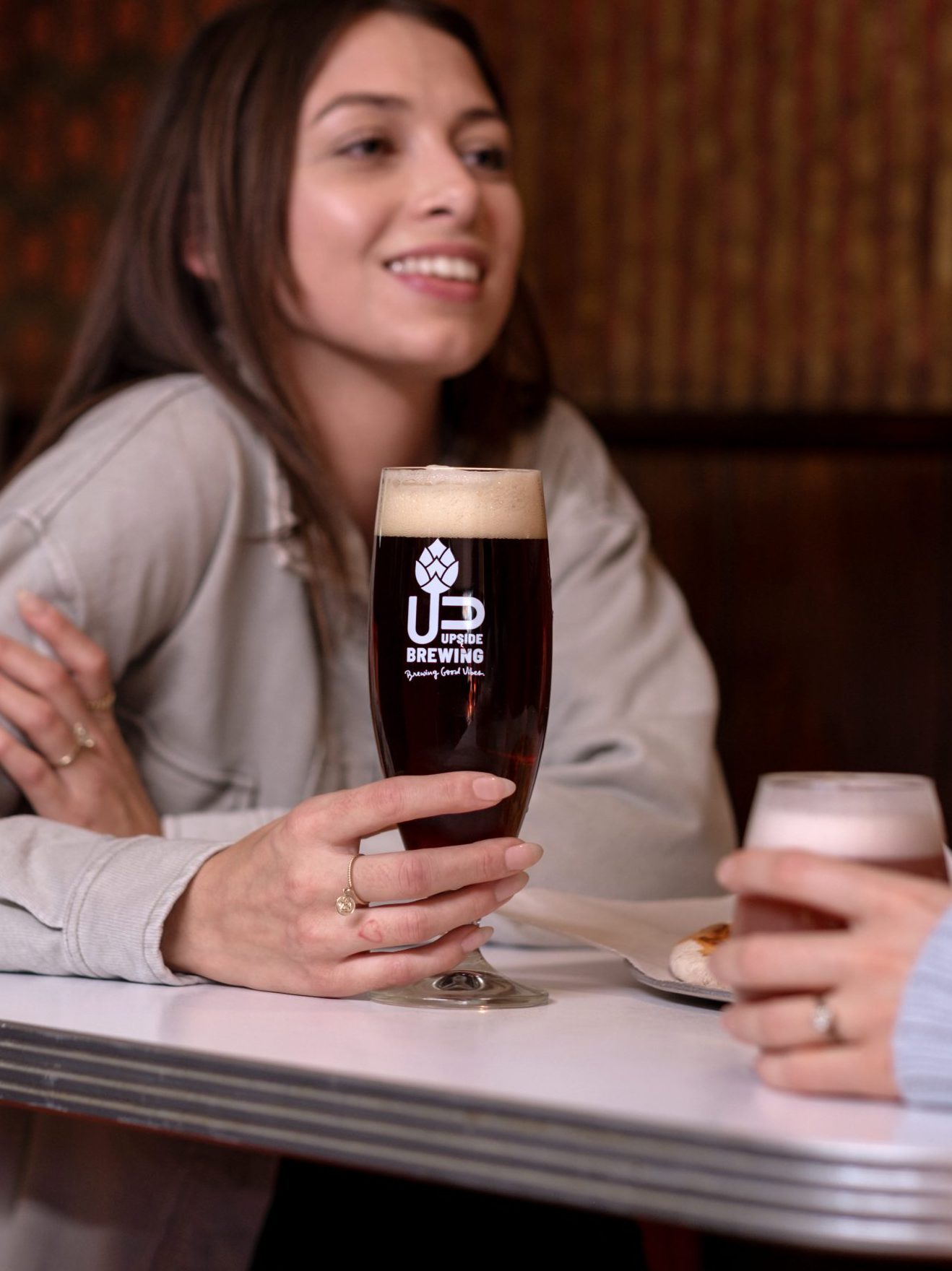 Woman enjoying a beer